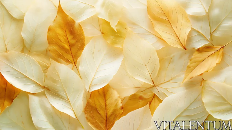 Soft golden autumn leaves in a gentle sunlit embrace.