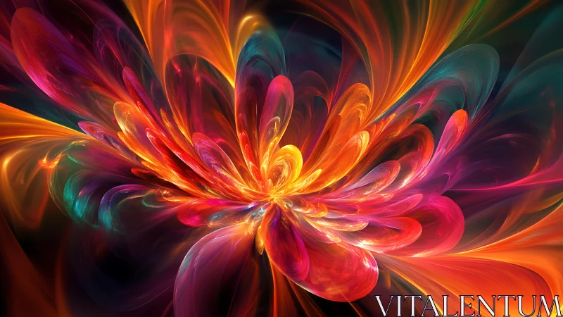 Radiant fractal bloom expands in luminous multichromatic ribbons