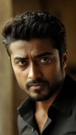 Intense portrait captures focused expression and warm depth of field.