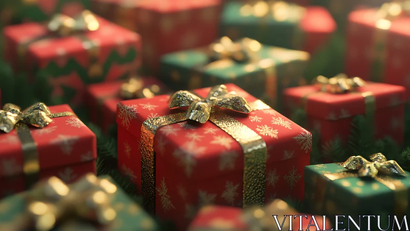 Radiant macro study of snowflake-patterned gift arrays.