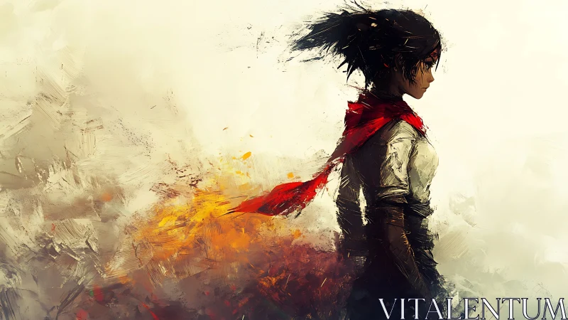 Dynamic side-profile warrior rendered with expressive brush strokes