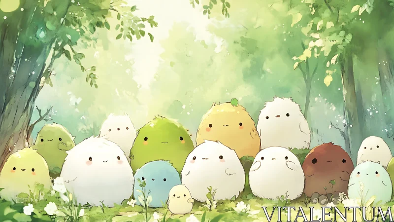 Spherical forest critters under diffuse canopy illumination.