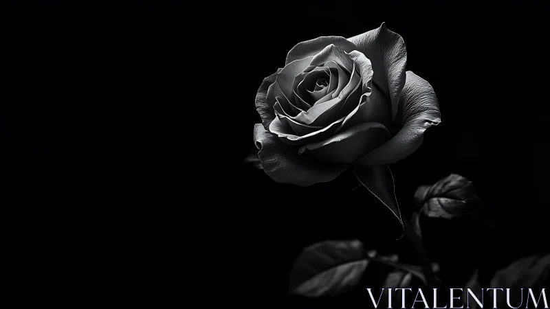 Midnight rose glows in sculpted monochrome elegance.