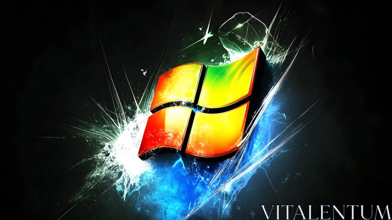 Vibrant Windows Logo Splash in Digital Abstract Art Style.