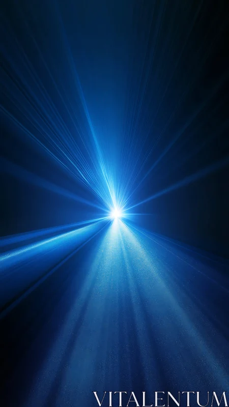 Radiant blue light gently opens a path into the unknown