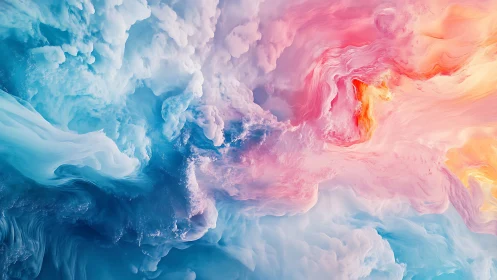 Abstract cloudlike color gradient in blue pink and orange.