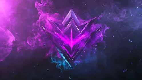Neon vortex sigil ignites amid cosmic violet smoke storm.