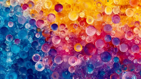 Radial bokeh spheres form dense multicolor macro abstraction field