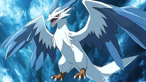 Legendary white bird soars powerfully through crashing waves