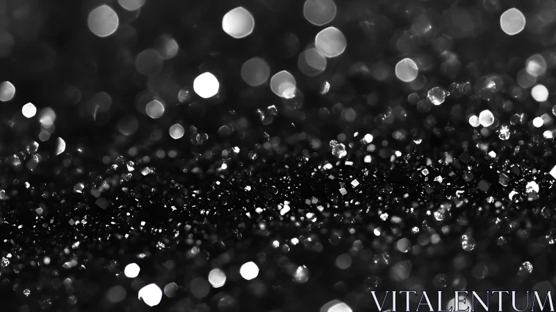 Macro bokeh analysis of crystalline black glitter field.