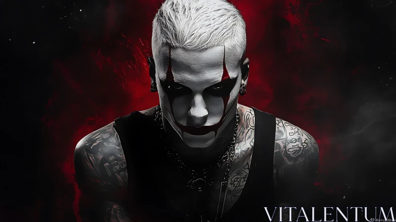 Digital painting of sinister clown punk portrait composition.