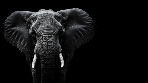 Elephant portrait reveals sculpted wrinkles on deep black
