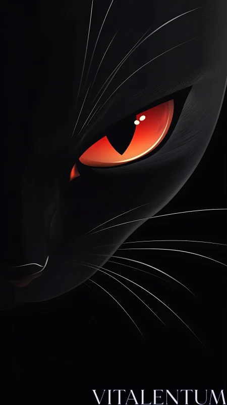 Digital painting of a black cat eye with high-contrast minimalism.