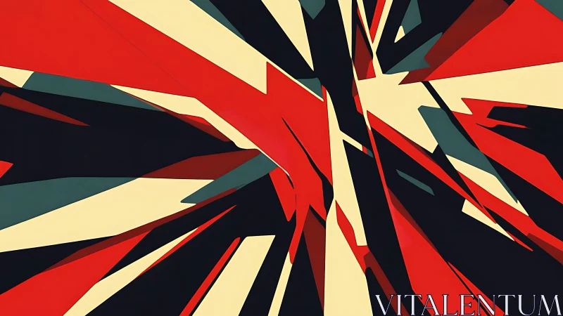 Dynamic abstract geometric explosion in bold colors, modern art.