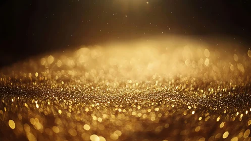 Golden Glitter Bokeh Abstract Background with Warm Glow.