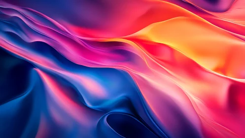 Vibrant multicolor flowing waves form smooth abstract surface
