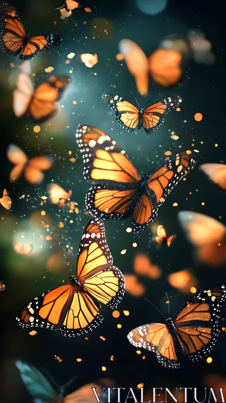 Butterfly lantern sky where monarch wings softly glow.