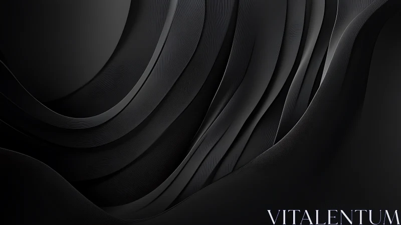 Dark monochrome curved layers with sculpted flowing depth.