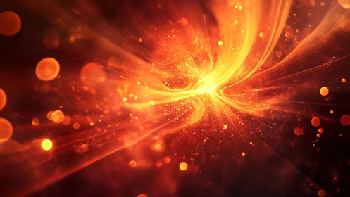 Explosive Golden Light Burst With Radiant Particle Energy.