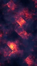 Molten ember tiles intersect dark cosmic nebula field.