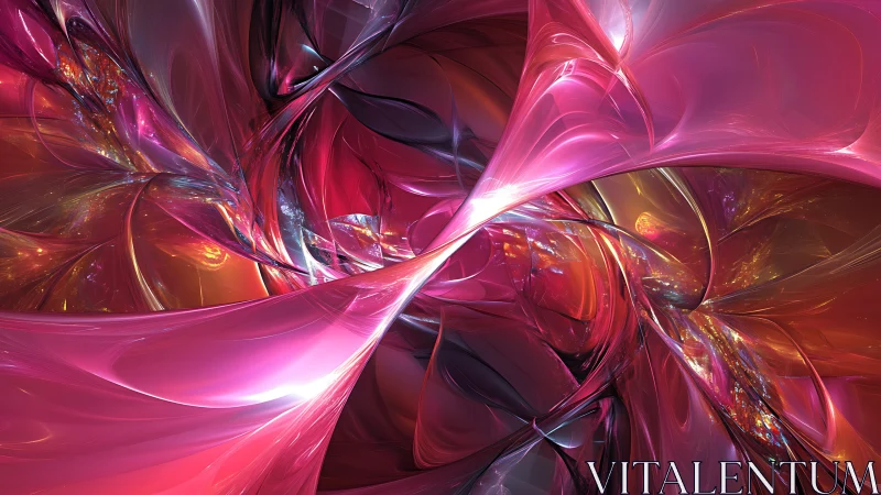 Chromatic fractal caustics in iridescent magenta vortex field.