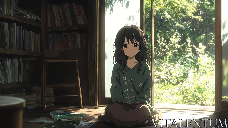 Sunlit library doorway cradles a quietly blooming afternoon