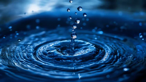 Midnight water droplet ballet over rippling sapphire pool.