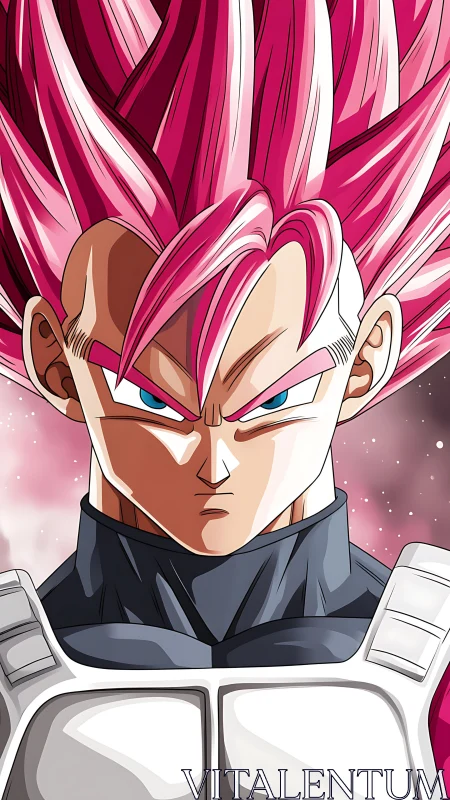 Pink haired anime warrior portrait under cosmic light.