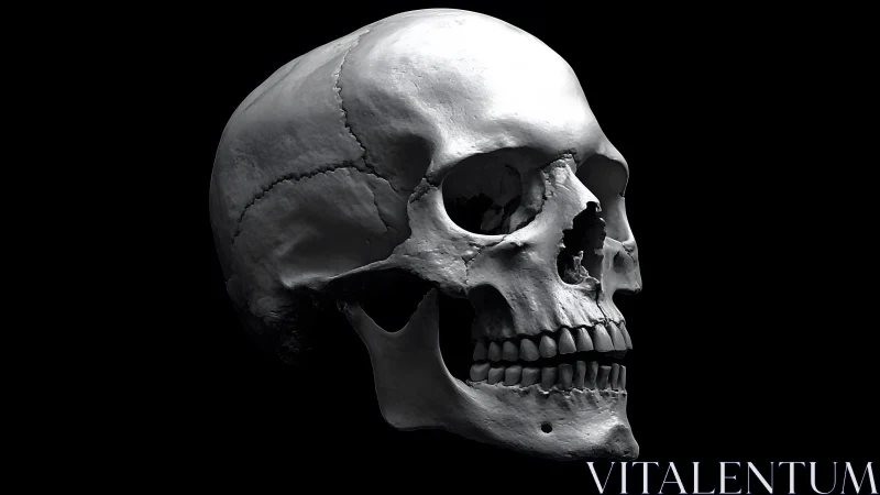 Realistic human skull in dramatic lighting, photorealistic style. Realistic human skull in dramatic lighting, photorealistic style.