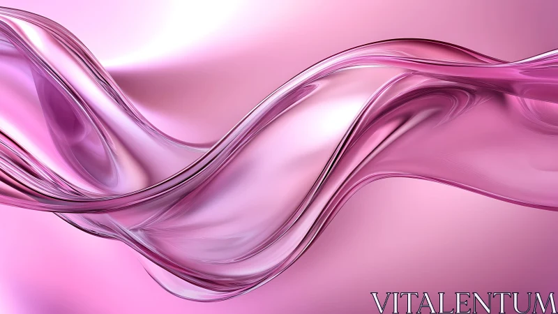 Flowing Pink Glass Wave Abstract Art with Smooth Gradients.