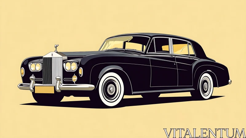 Vector study of classic luxury sedan with streamlined chrome accents.