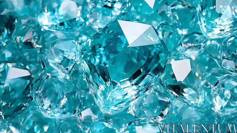 Turquoise faceted gemstones cluster reflect crisp highlights