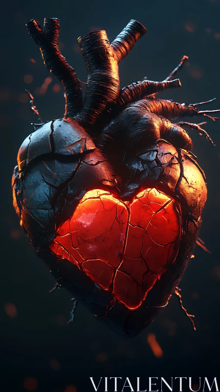 Anatomical Heart Glowing. Medical Science Visualization.