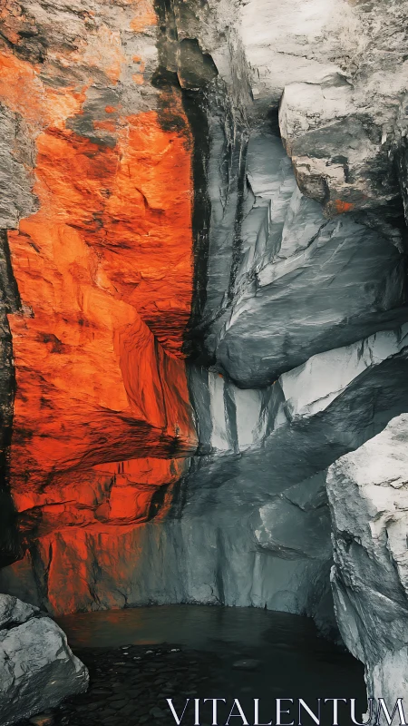 Lava glow and cool stone meeting in a quiet hidden cavern.