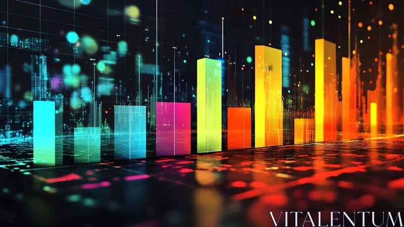 Vibrant 3D Bar Graph in Futuristic Digital Data Visualization.