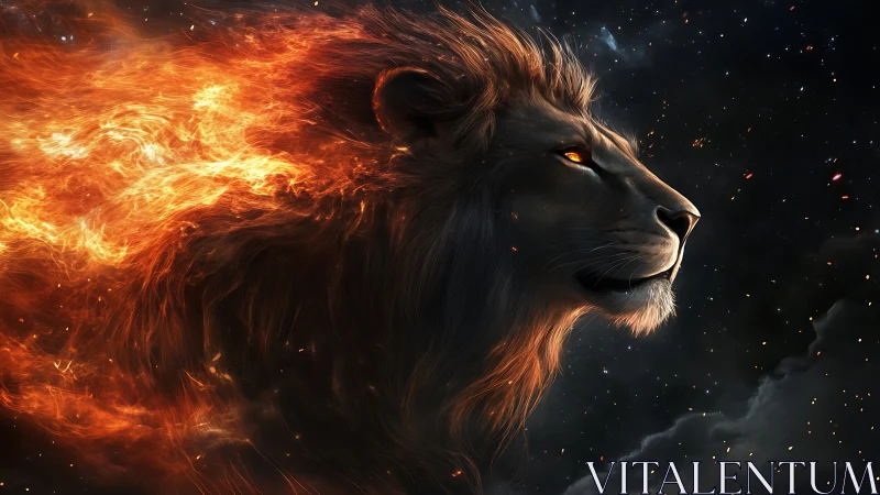 Solar mane of a starborn lion drifting through night skies.