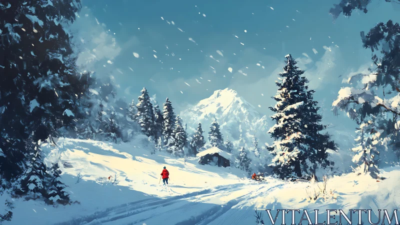 Mountain Wanderer Discovers Solitude in Frosted Alpine Theater