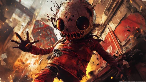 Mutated astronaut lunges through burning corridor in mid-attack