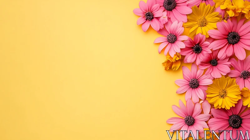 Vibrant Daisy Bouquet Against Sunny Yellow Background