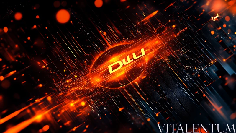 Futuristic orange light streaks around central Dulli text.