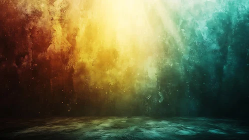 Diffuse vertical light beam divides textured color gradient