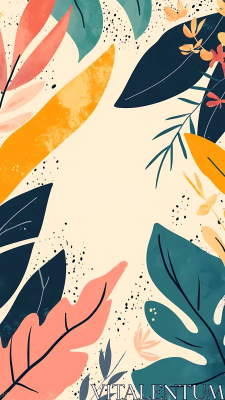 Playful tropical leaves framing a cozy creative space.