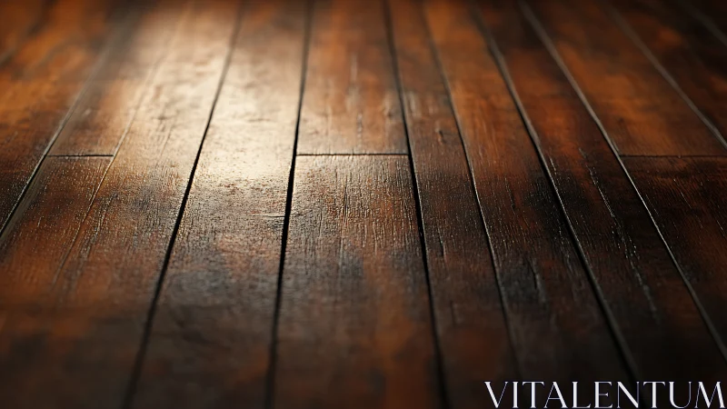 Cinematic close-up of weathered hardwood planks in warm light