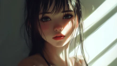 Sunlit daydreamer caught in hush of painted morning.