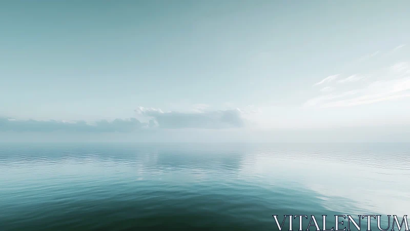 Aerial horizon study of calm pelagic waters and stratified sky.