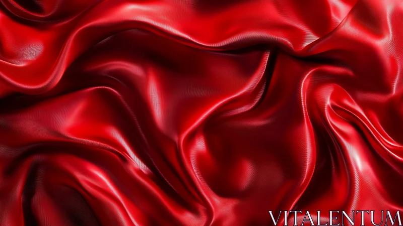 Lustrous crimson silk folds glow with soft, flowing light