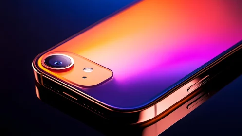 Sleek modern smartphone with gradient colors in studio lighting.