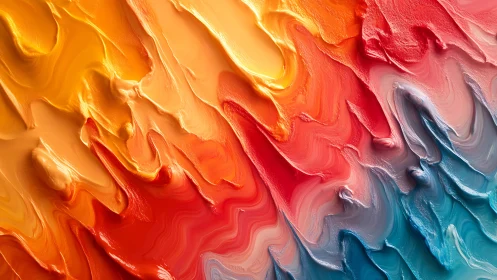 Multicolor impasto paint texture with warm to cool gradient.