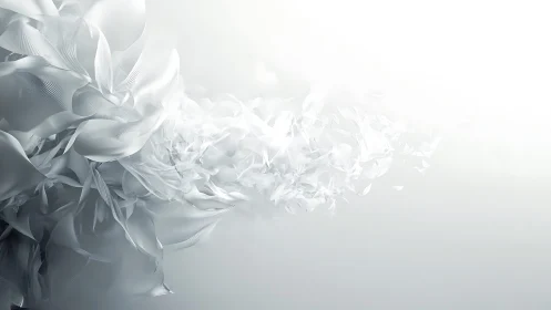 Ethereal White Abstract Flow in Minimal Digital Art Style.