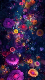 Luminous fractal corals bloom in a neon cosmic reefscape.